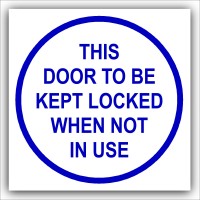 1 x This Door is to be Kept Closed When Not in Use-87mm,Blue on White-Health and Safety Security Door Warning Sticker Sign-87mm,Blue on White-Health and Safety Security Door Warning Sticker Sign